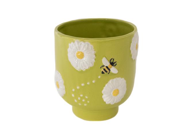 4" CERAMIC PLANTER (BEE & DAISIES)
